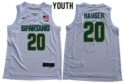 Youth Joey Hauser Michigan State Spartans #20 Nike NCAA White Authentic College Stitched Basketball Jersey FQ50S41GY